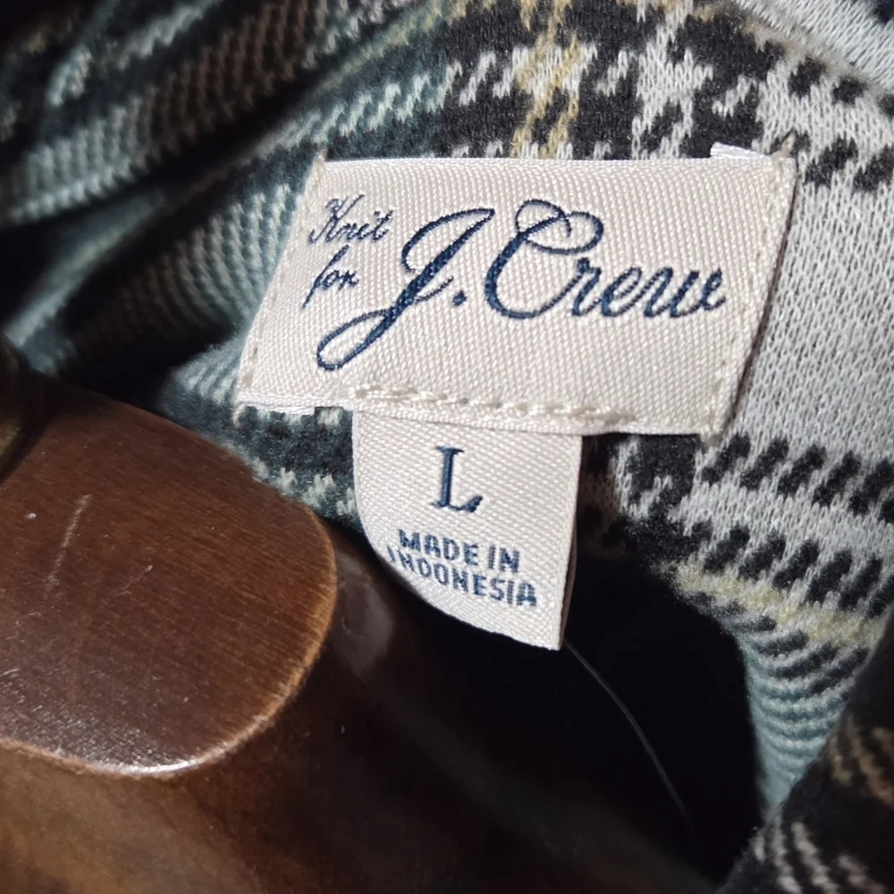 J.Crew Seaboard Soft-knit Flannel Button Shirt Green Plaid Size Largw New!